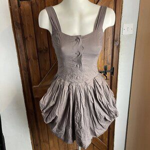 Allsaints Women’s Y2K Brown Sleeveless Flared Parachute Beaujolais Dress UK 8